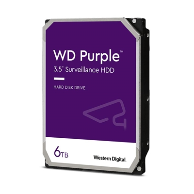 Hard Disk Sata3 3.5" 6000gb(6tb) Wd62purz Wd 128mb Cache 5400rpm Purple Videosorveglianza 24x7