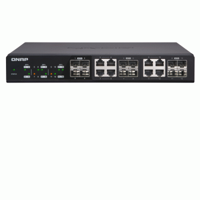Switch 10gbe Qnap Qsw-1208-8c 4p 10g Sfp+ 8p Combinate 10g Sfp+ E Rj45 Per Desktop/montaggio Su Rack (kit Mont.non Incl.)