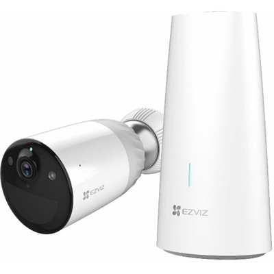 Kit Telecamera Wireless A Batteria Ezviz Bc1-b1+base-full Hd-vis.nott.colori-ric.fig.umana Con Ia.conn.router-base Via Lan-ip66
