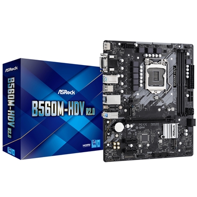 Mb Asrock B560m-hdv R2.0 Lga1200 2xddr4dc-5000oc 1xpcie4.0x16 Hdmi Dvi-d D-sub Usb3.2 4xsata3 M.2 Gblan Matx 90-mxbhe0-a0uayz