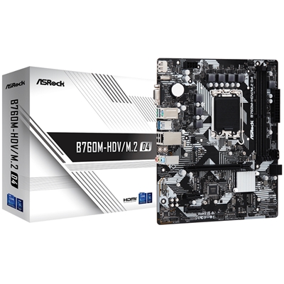 Mb Asrock B760m-hdv/m.2 D4 B760 Lga1700 2xddr4dc-5333o.c. 1xpcie4.0x16 Hdmi D-sub 4xsata3r M.2 Gblan Matx 90-mxbl40-a0uayz