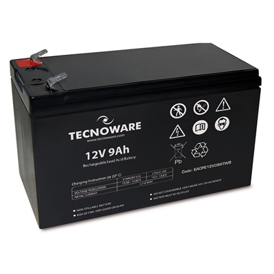 Batteria X Ups/antifurti/etc. 12v  9.0ah Tecnoware - Eacpe12v09atwb - Cm. 151x65x94+5 (lxpxh) Ermetica Al Piombo