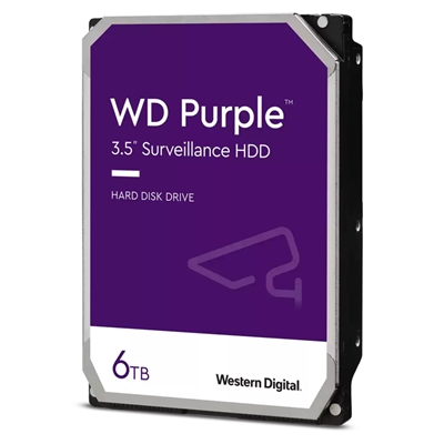 Hard Disk Sata3 3.5" 6000gb(6tb) Wd63purz Wd 256mb Cache 5700rpm Purple Videosorveglianza 24x7