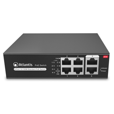 Networking Switch 6p Lan 10/100m Atlantis A02-f6p4-65w Di Cui 4p Poe Fino 60w - Rack 19" - Metallo