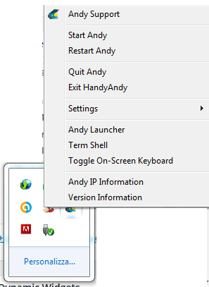 Andy Windows System Tray