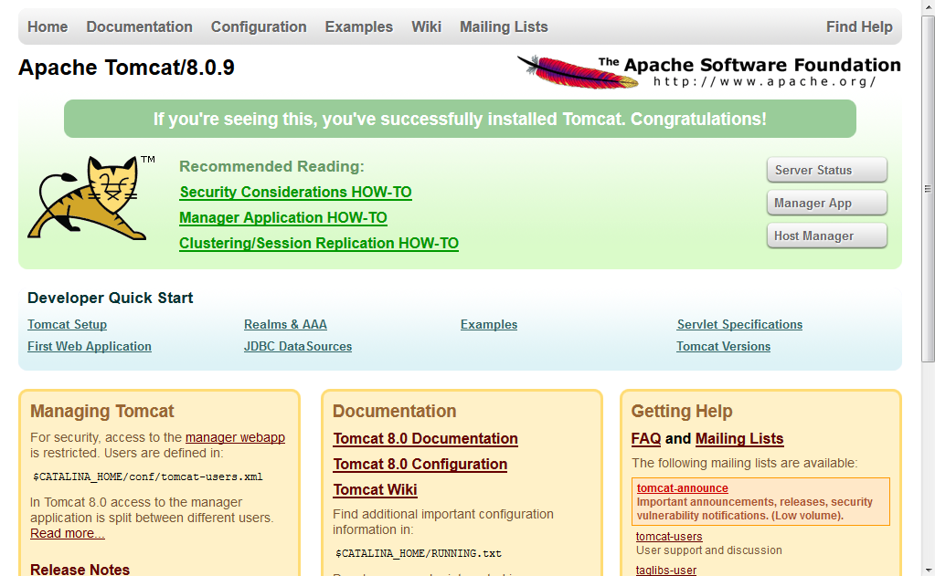 Apache TomCat Home Page