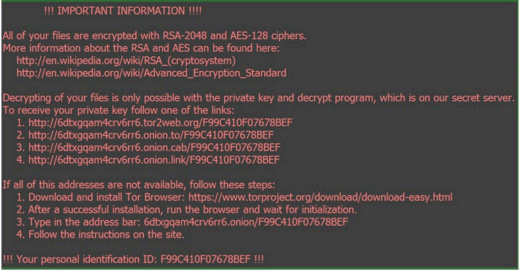 Avviso crypto Locky