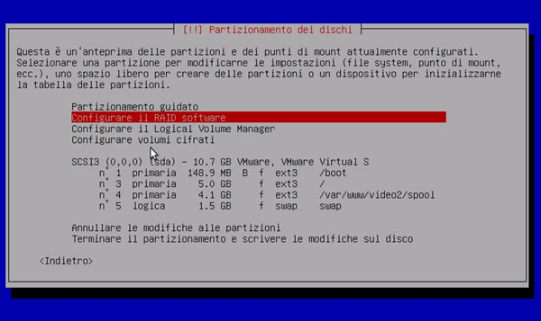 Debian Squeeze installazione partizione RAID