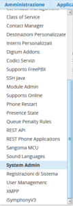  Menu amministrazione - System Admin