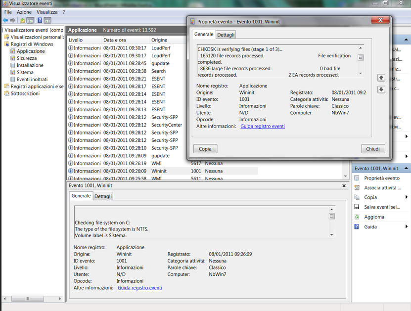 Registro Eventi - Windows - Scandisk