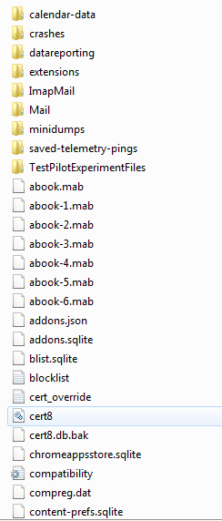 Thunderbird file and folder profile
