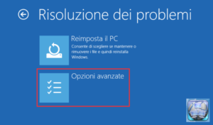 Win 10 risoluzione problemi opzioni avanzate