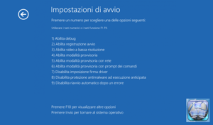 Win 10 risoluzione problemi opzioni avvio