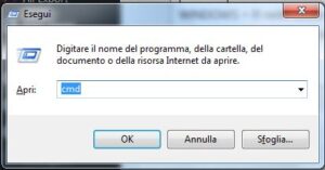 Windows 7 comando esegui CMD