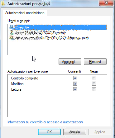 Windows 7 condivisione avanzata autorizzazioni