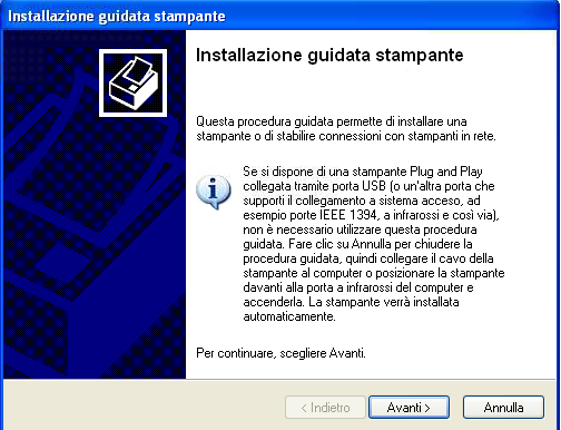 Windows Xp - Installazione guidata nuova stampante