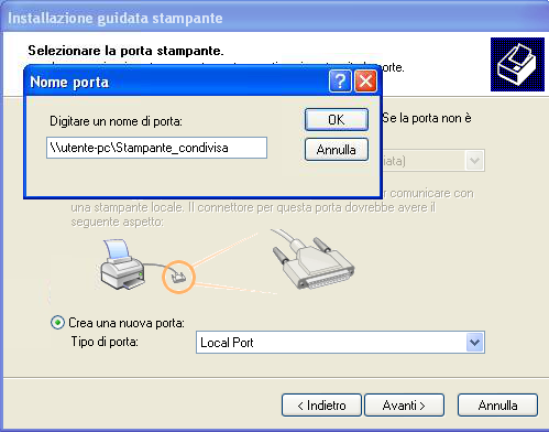 Windows Xp Nuova Stampante Nome Porta locale