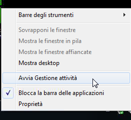 Windows menu barra Applicazioni