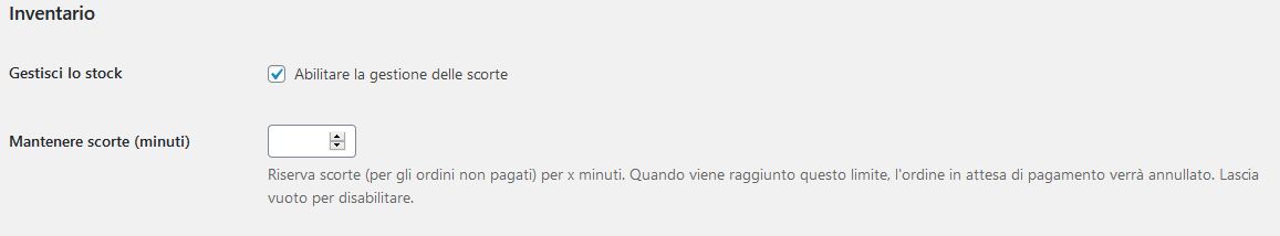 Woocommerce Gestione Scorte