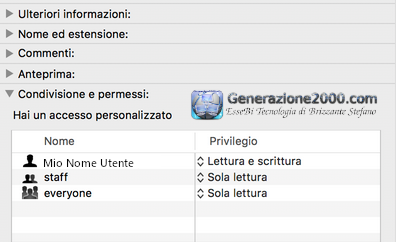 Imac proprietà condivisione e permessi