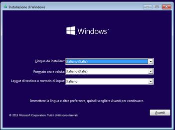 WINDOWS 10 installazione - lingua