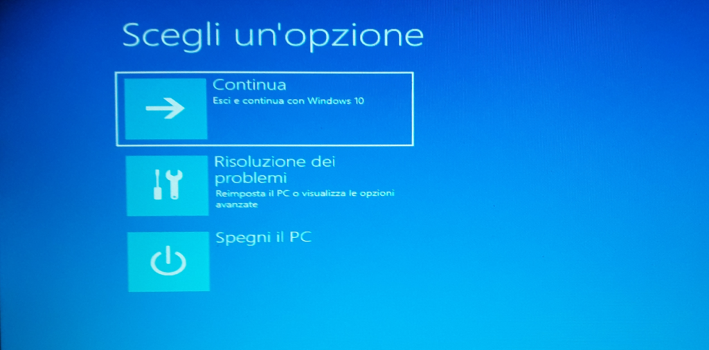 Windows 10 Opzioni esci e riavvia